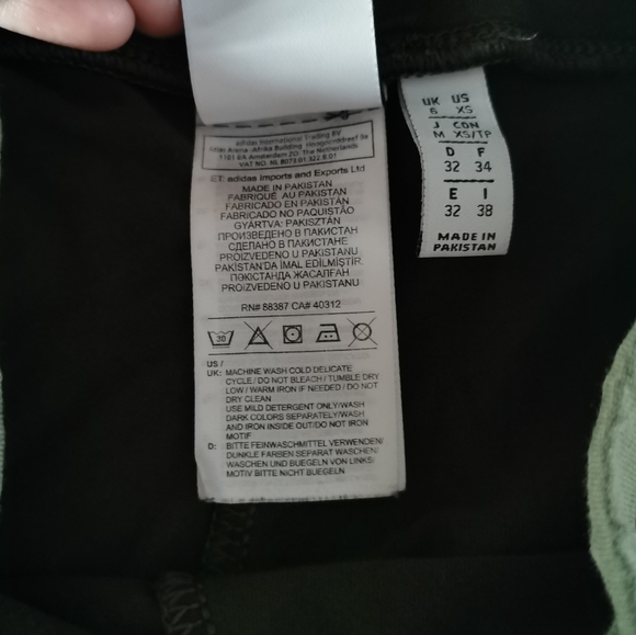Adidas Khaki Green Cropped Leggings Size xs - Picture 5 of 8